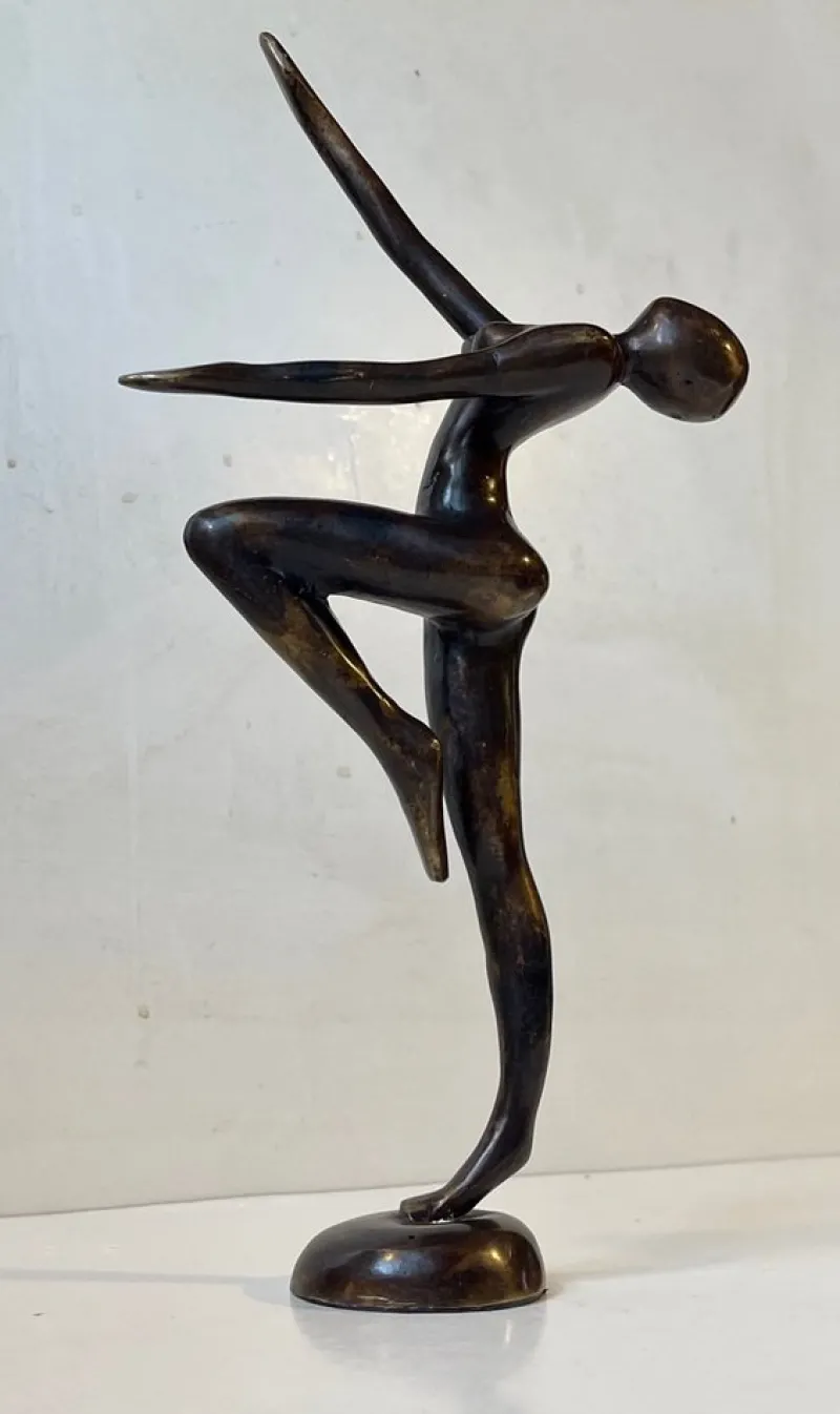 Pamono Vintage Androgynous Sculpture in Patinated Bronze, 1970s> Art Deco