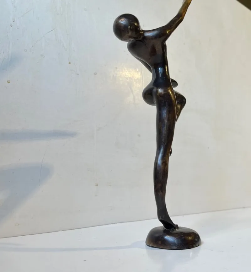 Pamono Vintage Androgynous Sculpture in Patinated Bronze, 1970s> Art Deco