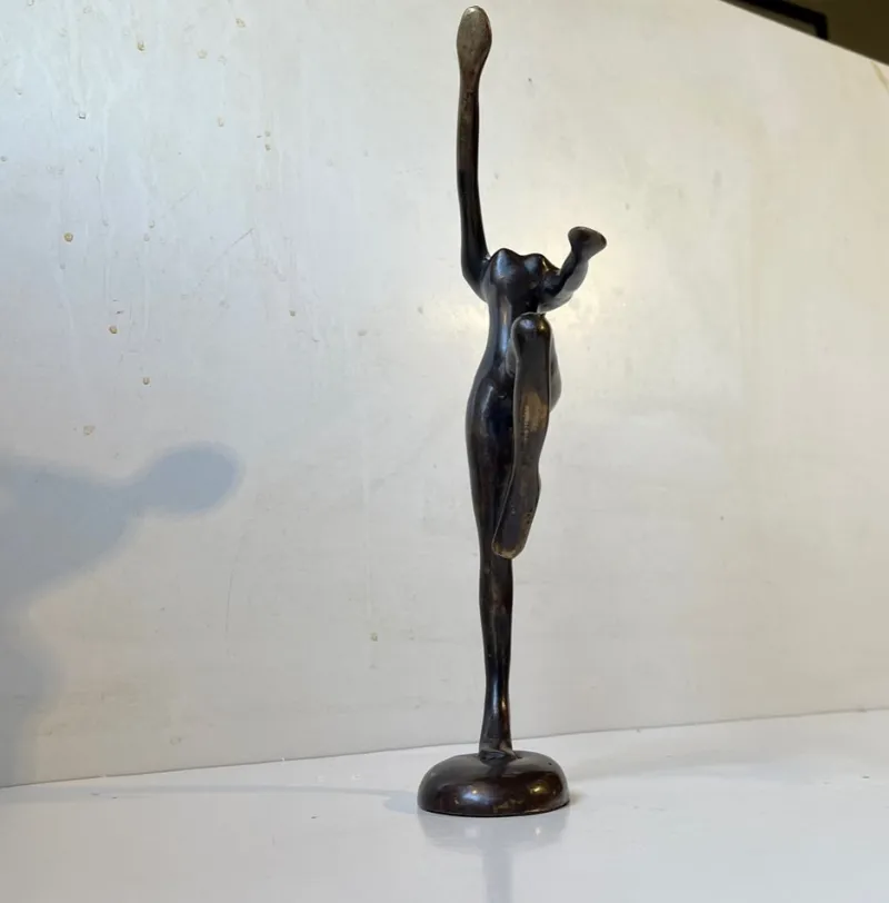 Pamono Vintage Androgynous Sculpture in Patinated Bronze, 1970s> Art Deco