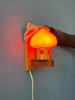 Pamono Vintage Aneta Pine Wall Sconce with Orange Glass Shade, 1950s> Wall Lights & Sconces