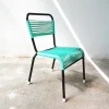 Clearance Pamono Vintage Aquamarine Green PVC Laces and Black Tubular Metal Childrens Chair, 1970s