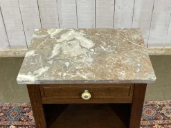 Pamono Vintage Art Deco Bedside Table in Oak with Marble Top, 1930s> Nightstands