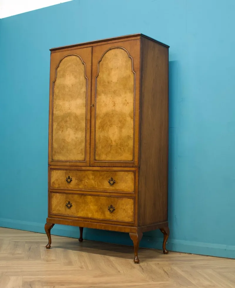 Pamono Vintage Art Deco Burr Walnut Compactum Wardrobe, 1950s