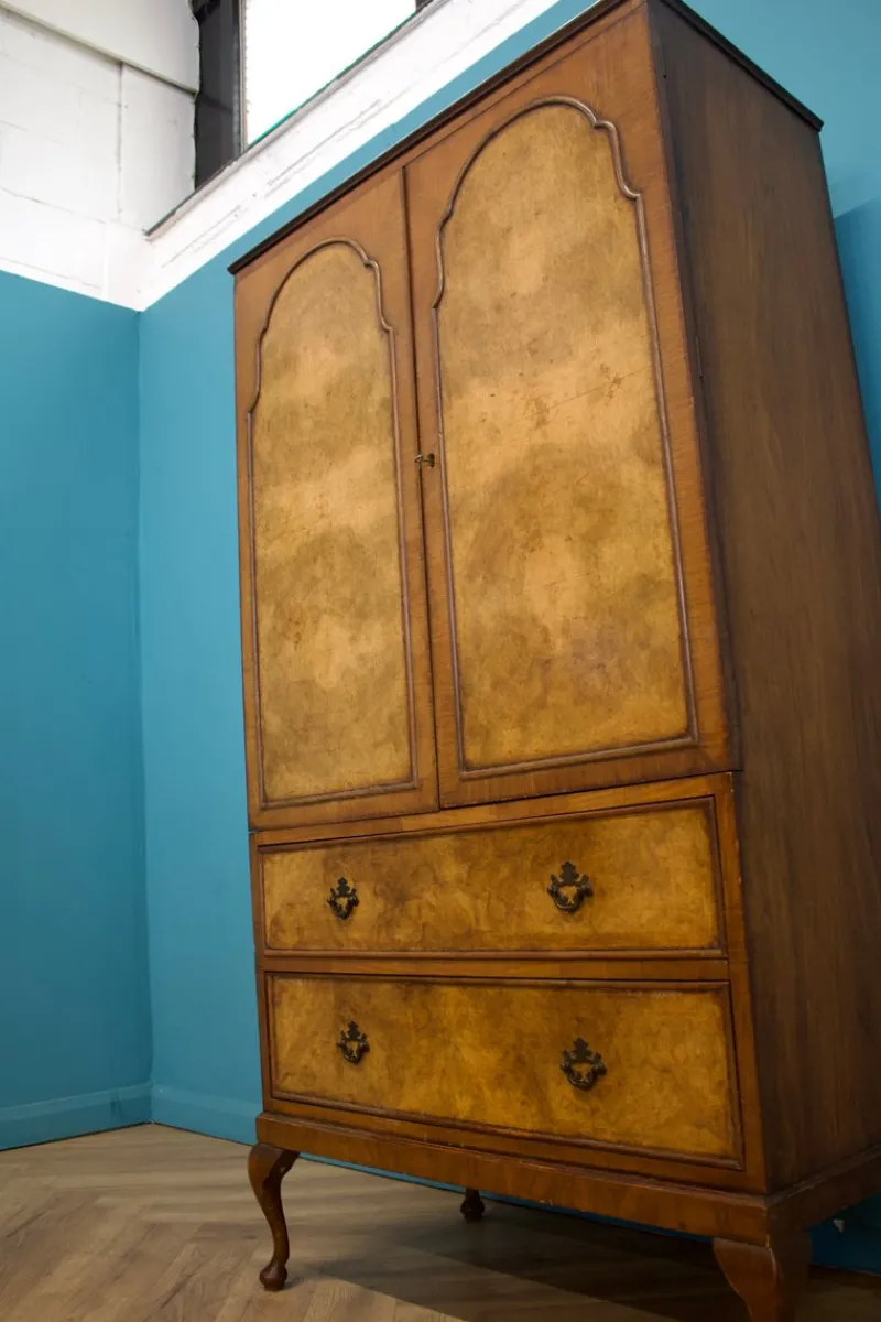 Pamono Vintage Art Deco Burr Walnut Compactum Wardrobe, 1950s