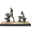Pamono Vintage Art Deco Deer Sculpture Twin Deer Figurine on Marble Base