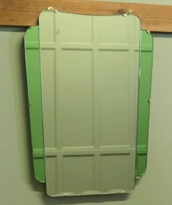 Pamono Vintage Art Deco Emerald Wall Mirror, 1930><noscript><img width=