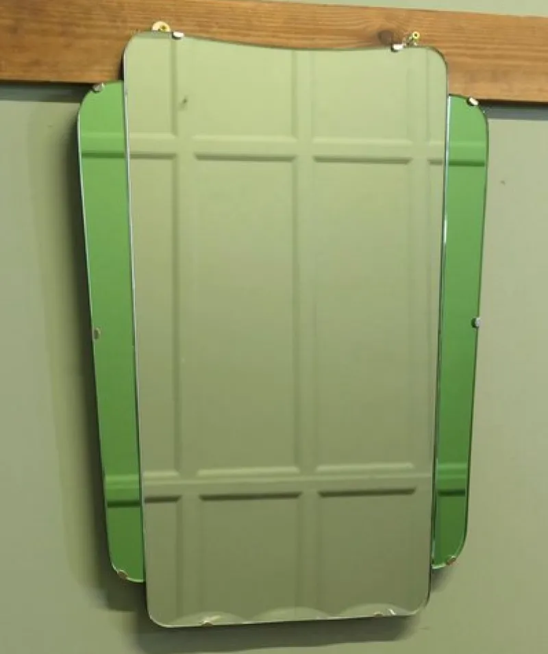 Pamono Vintage Art Deco Emerald Wall Mirror, 1930> Mirrors
