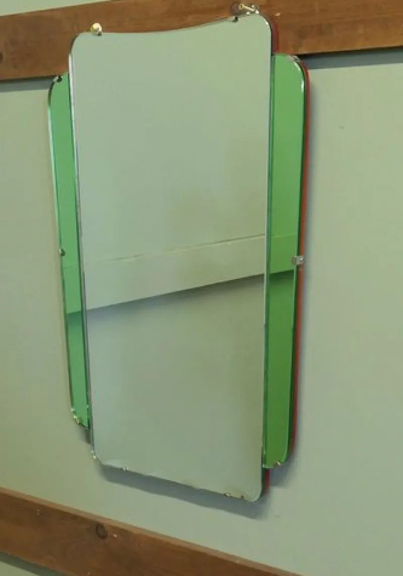 Pamono Vintage Art Deco Emerald Wall Mirror, 1930> Mirrors