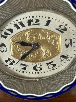 Pamono Vintage Art Deco Enamel Table Clock from Cyma, 1920s><noscript><img width=