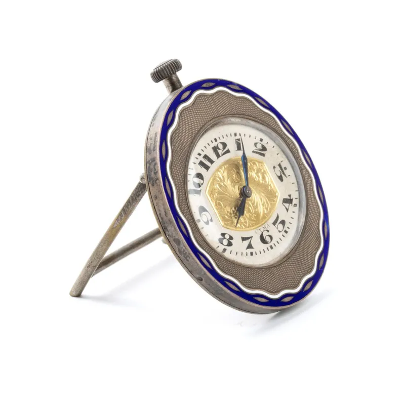 Pamono Vintage Art Deco Enamel Table Clock from Cyma, 1920s> Clocks