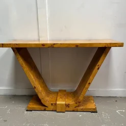 Pamono Vintage Art Deco French Burr Walnut Console Table><noscript><img width=