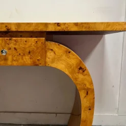 Sale Pamono Vintage Art Deco French Curved Leg Burr Walnut Console Table with Drawer