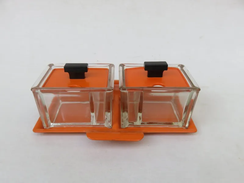 Pamono Vintage Art Deco Glass Tableware Set from von Poncet Glashüttenwerke Berlin, Set of 2> Serving Dishes