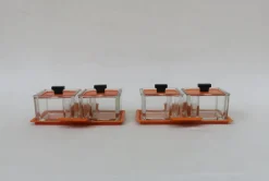 Pamono Vintage Art Deco Glass Tableware Set from von Poncet Glashüttenwerke Berlin, Set of 2><noscript><img width=