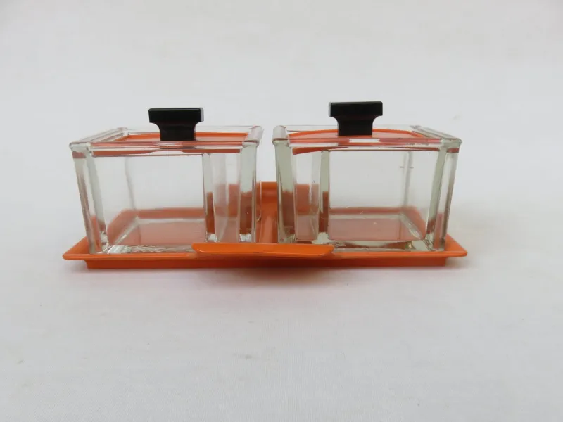 Pamono Vintage Art Deco Glass Tableware Set from von Poncet Glashüttenwerke Berlin, Set of 2> Serving Dishes
