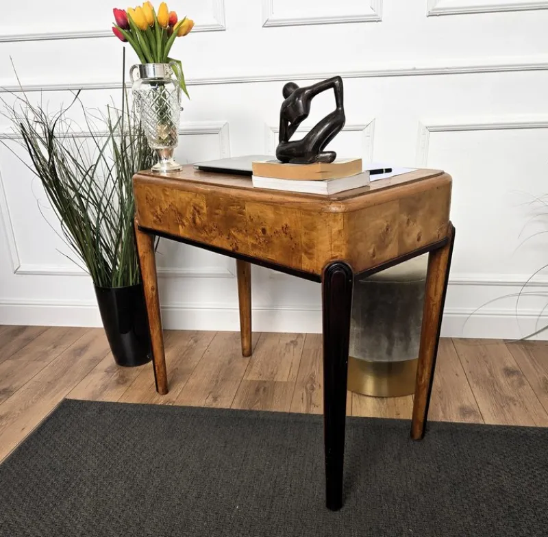 Pamono Vintage Art Deco Italian Walnut Root Desk, 1950s