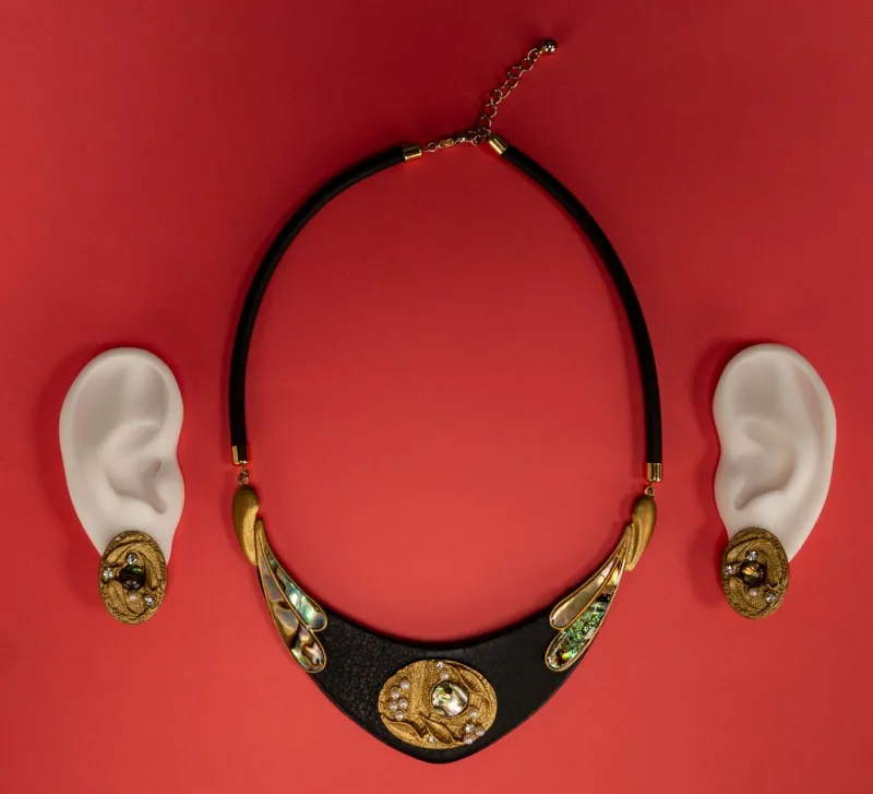 Pamono Vintage Art Deco Necklace and Clip Earrings by Luigi Briglia, 1960s, Set of 3> Necklaces