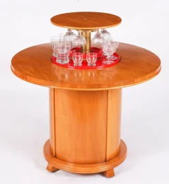 Pamono Vintage Art Deco Satin Wood Pop Up Modernist Cocktail Cabinet, 1950s><noscript><img width=
