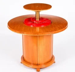 Pamono Vintage Art Deco Satin Wood Pop Up Modernist Cocktail Cabinet, 1950s><noscript><img width=