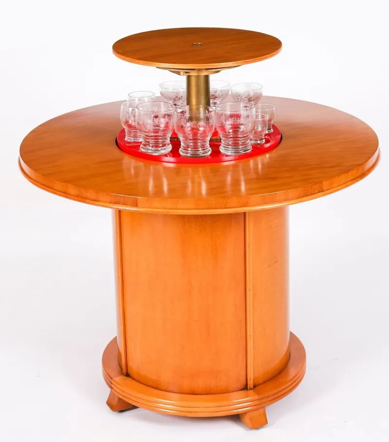 Pamono Vintage Art Deco Satin Wood Pop Up Modernist Cocktail Cabinet, 1950s> Glassware