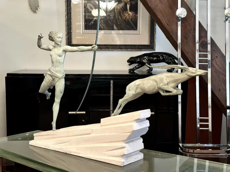 Pamono Vintage Art Deco Sculpture Atlantement in White Bronze by Jean De Marco for Max Le Verrier, 1920s> Art Deco