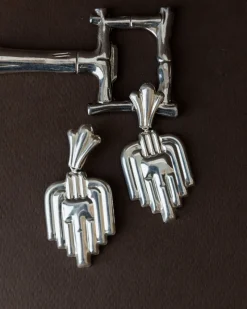 Pamono Vintage Art Deco Silver Earrings, Set of 2><noscript><img width=