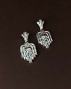 Pamono Vintage Art Deco Silver Earrings, Set of 2><noscript><img width=