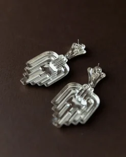 Pamono Vintage Art Deco Silver Earrings, Set of 2><noscript><img width=