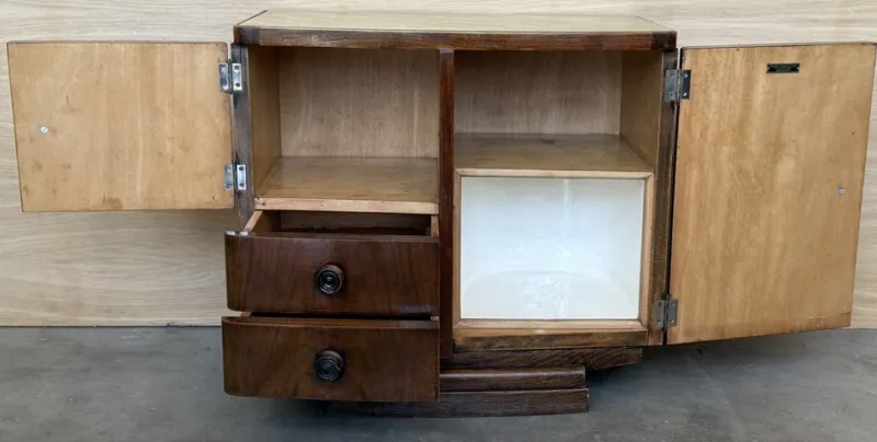 Pamono Vintage Art Deco Spanish Walnut Nightstands, 1950, Set of 2> Nightstands