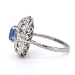 Pamono Vintage Art Deco Style Sapphire and Diamond Ring, 1970s><noscript><img width=