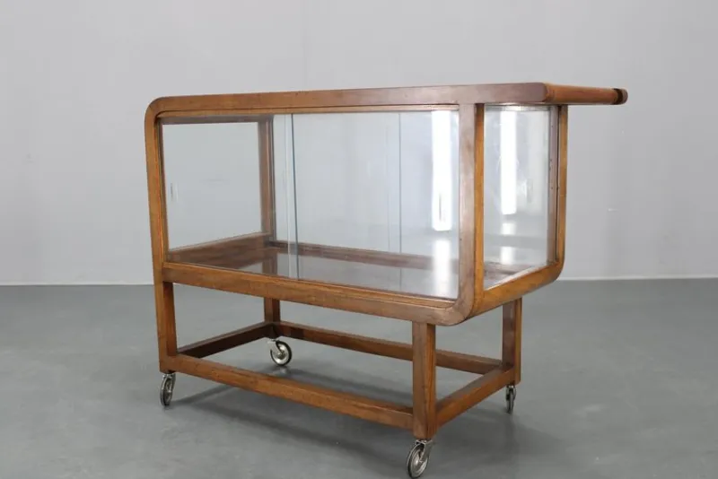 Online Pamono Vintage Art Deco Walnut Serving Cart, 1930s