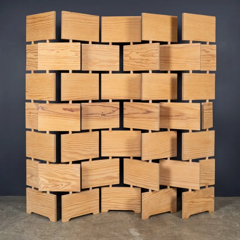 Clearance Pamono Vintage Articulated Pine Screen, 1980