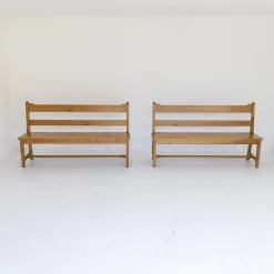 Pamono Vintage Ash Wood Benches, Set of 2> Benches