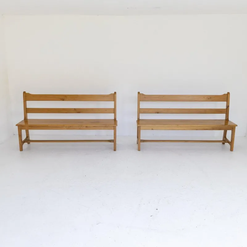Pamono Vintage Ash Wood Benches, Set of 2> Benches