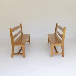 Pamono Vintage Ash Wood Benches, Set of 2> Benches