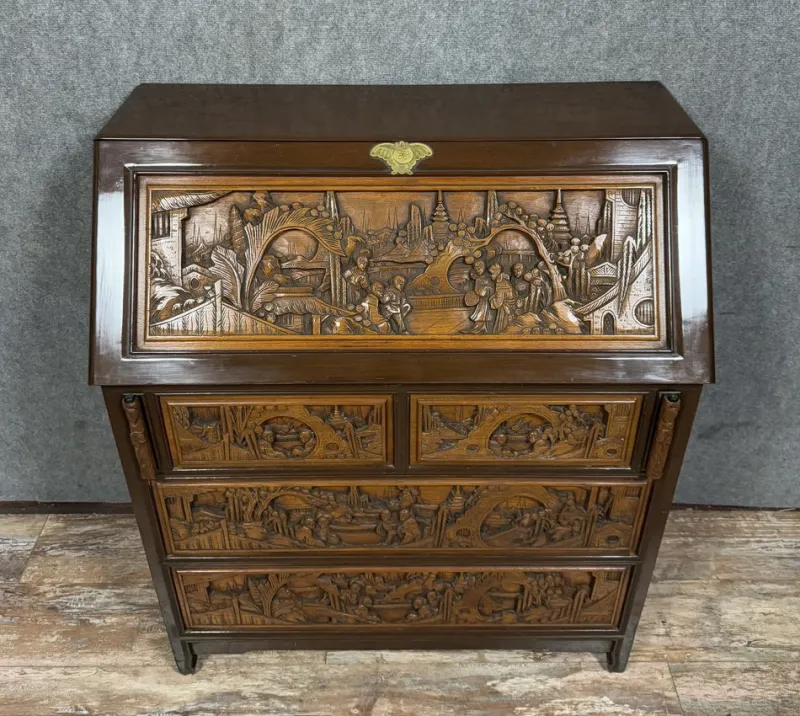 Hot Pamono Vintage Asian Secretaire in Camphor, 1950