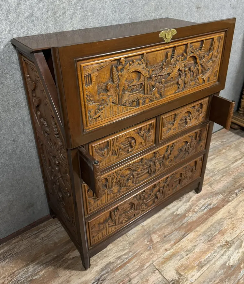 Hot Pamono Vintage Asian Secretaire in Camphor, 1950