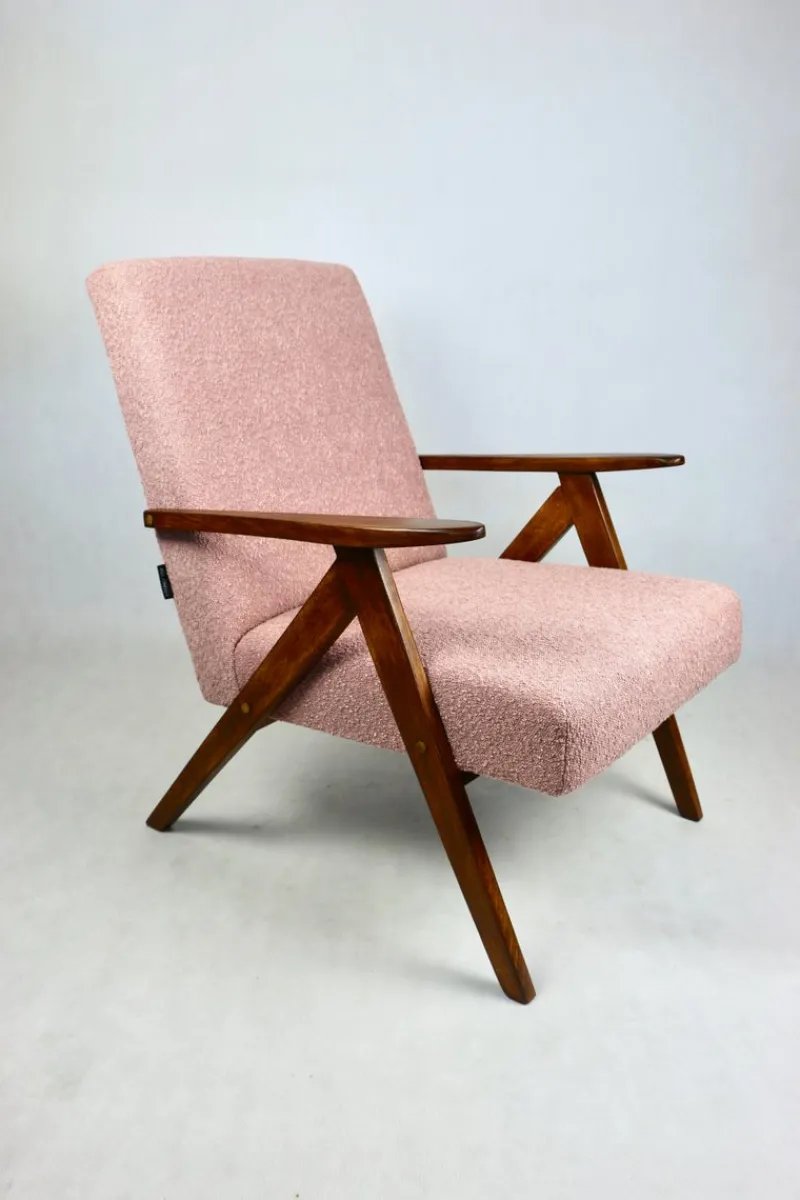 Pamono Vintage B-310 VAR Armchair in Pink Bouclé, 1970s> Lounge Chairs & Armchairs