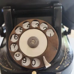 Best Pamono Vintage Bakelite Phone with Rotary Dial and Brass Carry Handle from Bell Telephone, Antwerp, Belgium, 1930s