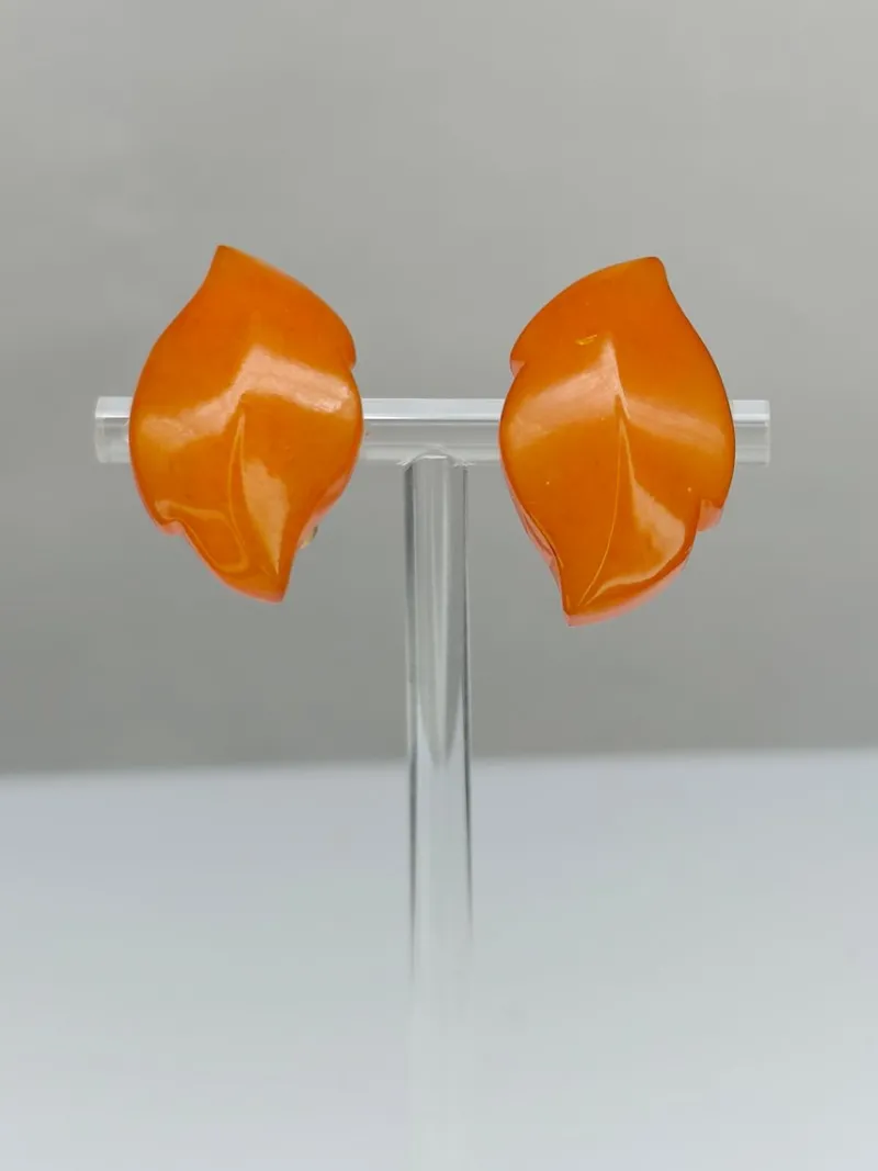 Pamono Vintage Baltic Amber Clips Earrings, Set of 2> Earrings