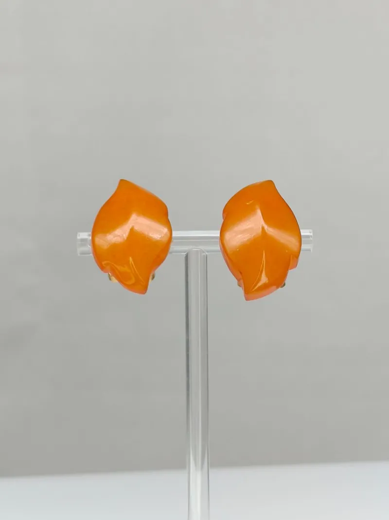 Pamono Vintage Baltic Amber Clips Earrings, Set of 2> Earrings