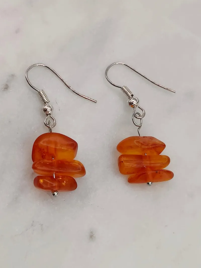 Pamono Vintage Baltic Amber Necklace, Bracelet and Earrings, Set of 4> Necklaces