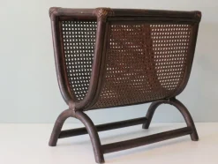 Outlet Pamono Vintage Bamboo & Webbing Magazine Rack, Italy, 1960s