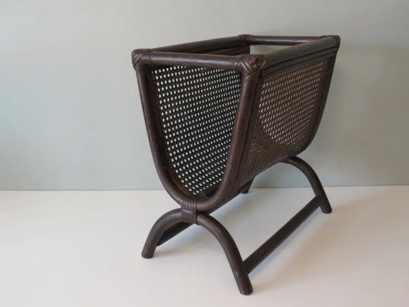 Outlet Pamono Vintage Bamboo & Webbing Magazine Rack, Italy, 1960s