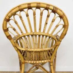 Pamono Vintage Bamboo and Rattan Armchair, 1950s><noscript><img width=