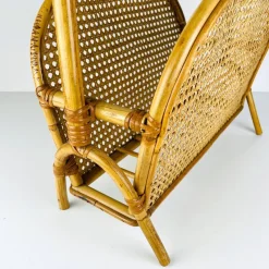 Pamono Vintage Bamboo and Vienna Straw Magazine Rack, 1960s><noscript><img width=
