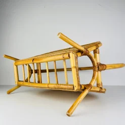 Pamono Vintage Bamboo and Vienna Straw Magazine Rack, 1960s><noscript><img width=