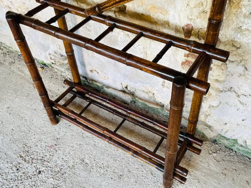 Sale Pamono Vintage Bamboo Hall Stand with Bevelled Mirror, 1920s