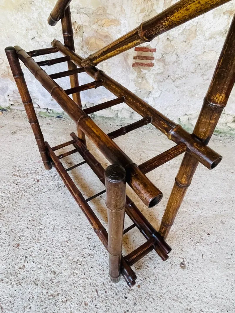 Sale Pamono Vintage Bamboo Hall Stand with Bevelled Mirror, 1920s