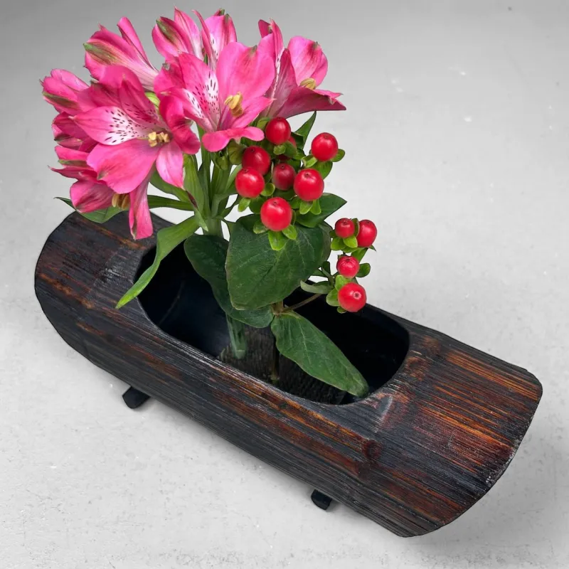 Outlet Pamono Vintage Bamboo Ikebana Flower Stand, Japan, 1960s
